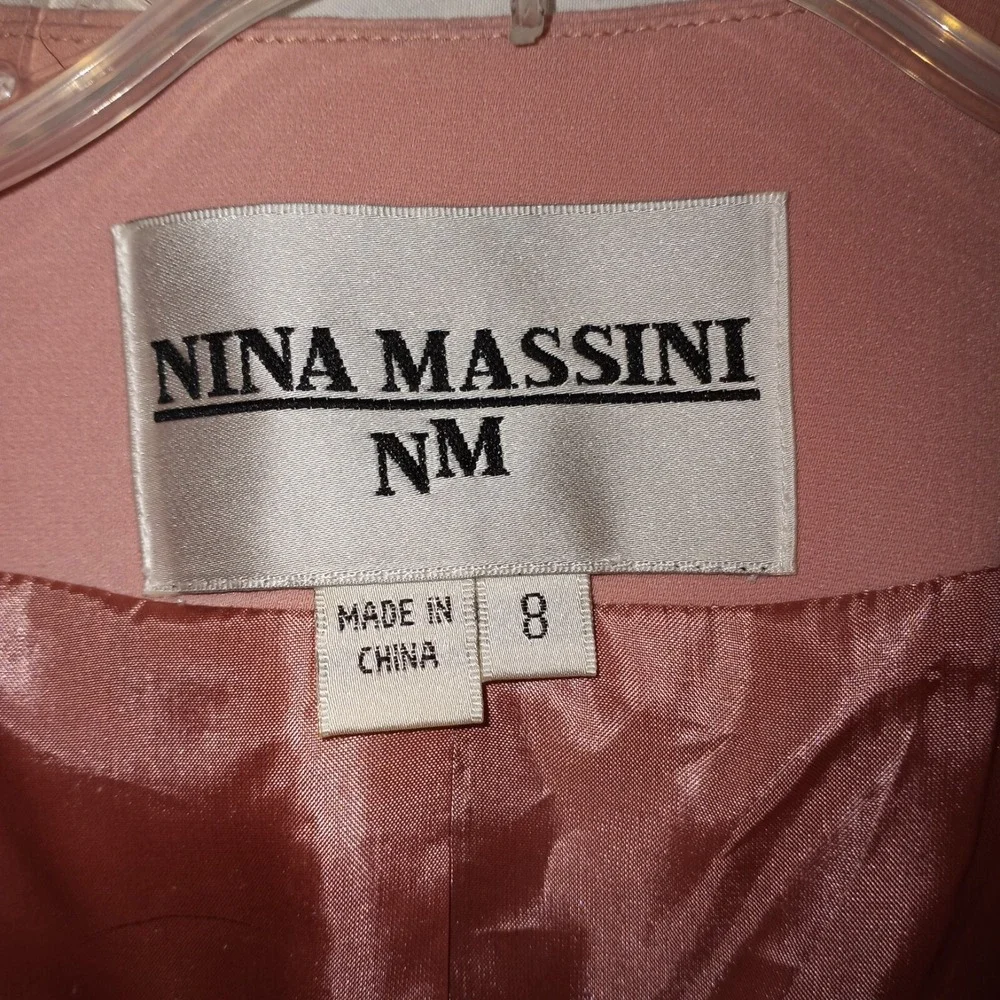 Nina Massini Size 8‎ Skirt Suit 3 Piece Dusty Pink Beaded Embellishments Vintage